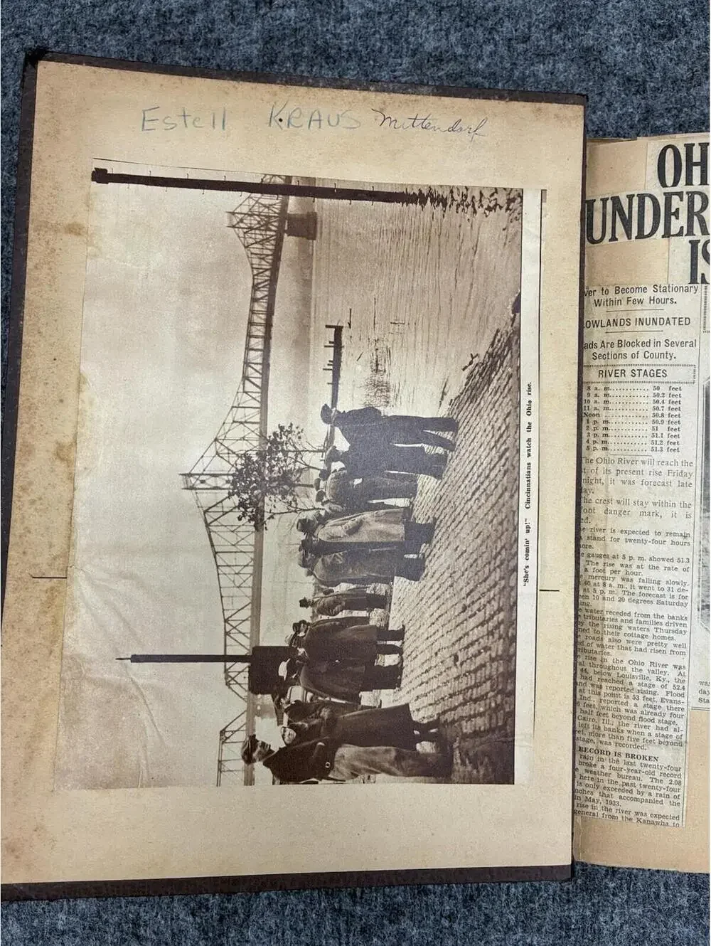 Huge 1937 Ohio River Flood Scrapbook 100pgs Photos Cincinnati Rising Sun IN OH